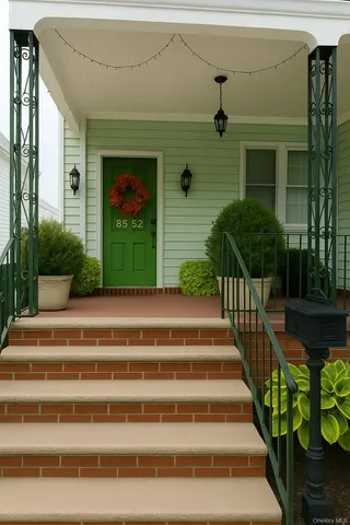 a view of fountain in front of house