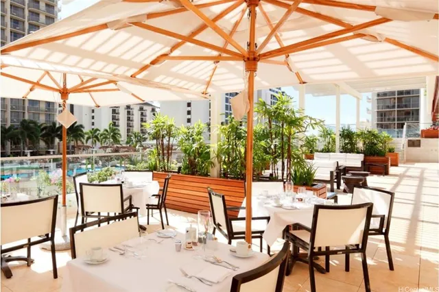 a view of an outdoor space with seating