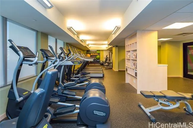 a view of a room with gym equipment