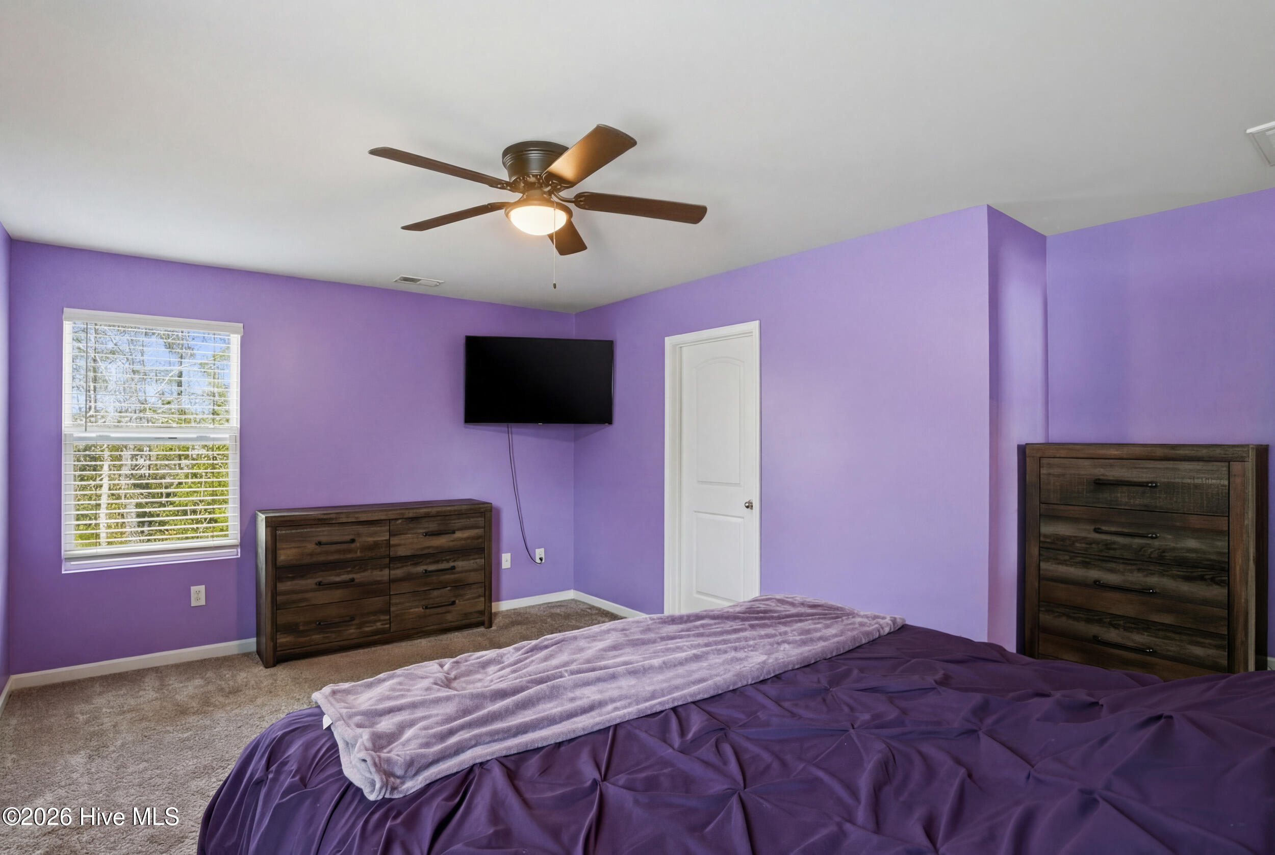 793 Landmark Cove Calabash, NC 28467 - Photo 26 of 53 Expansive primary bedroom featuring carpeted flooring, abundant natural light, and a ceiling fan, offering a comfortable and airy retreat.