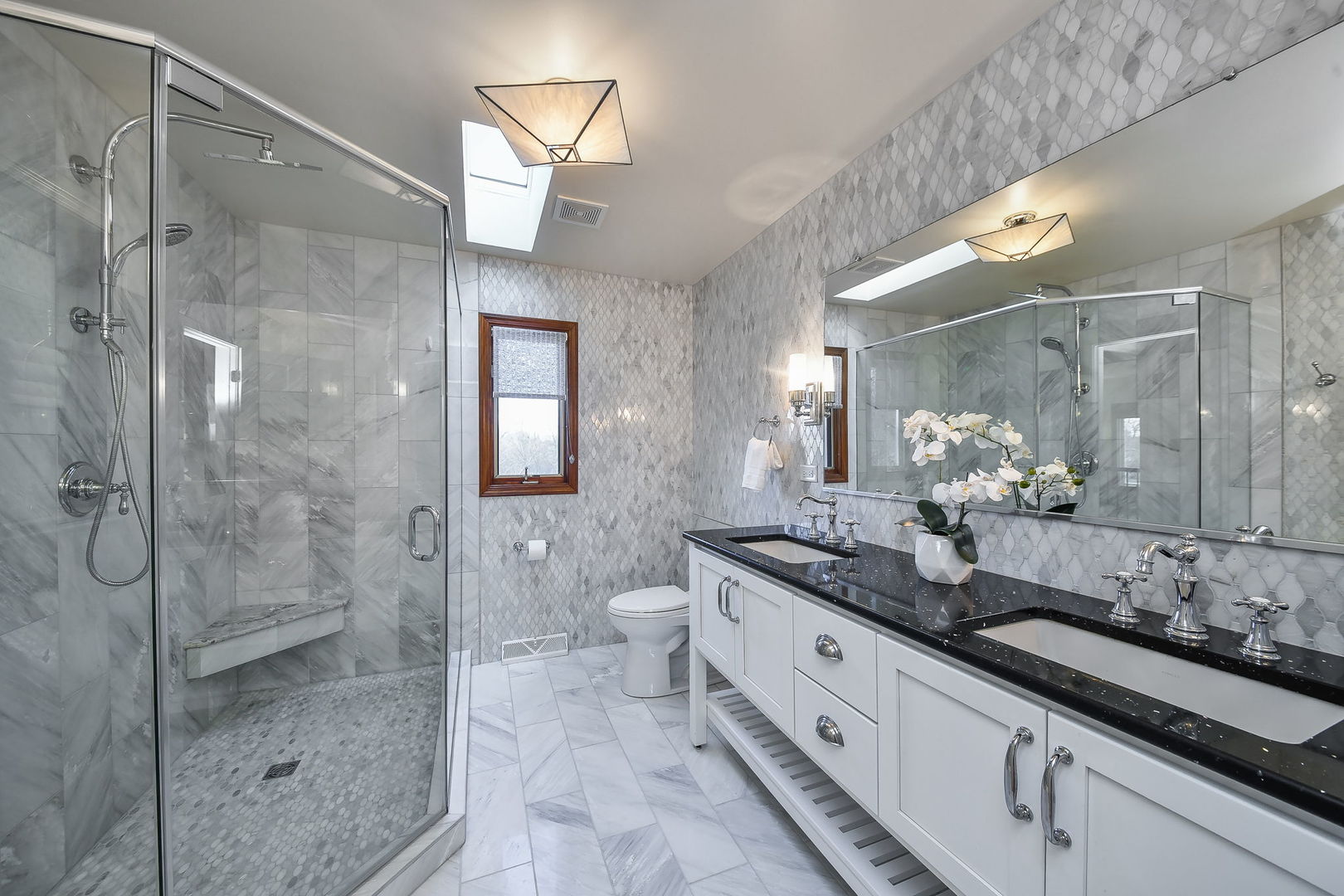 42W420 Campton Hills Road Elburn, IL 60119 - Photo 23 of 58 a bathroom with a double vanity sink mirror and shower