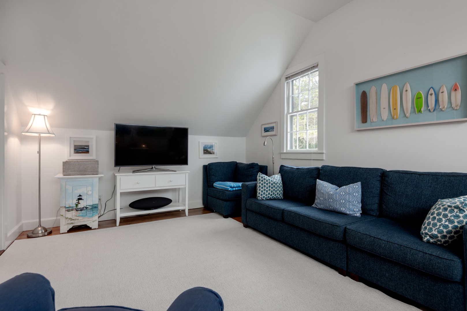 11 Sesapana Road Nantucket, MA 02554 - Photo 21 of 37 a living room with furniture and a flat screen tv