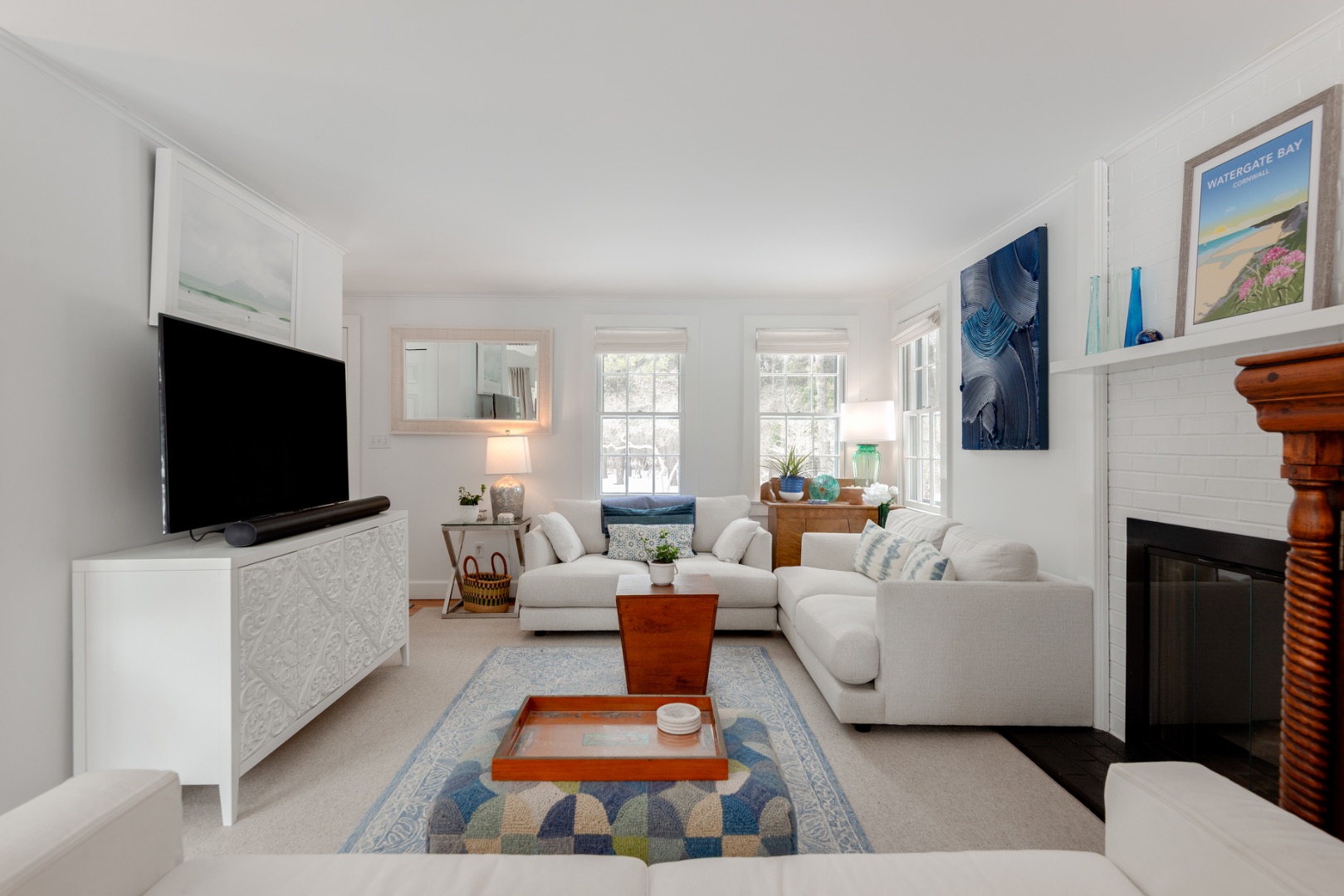 11 Sesapana Road Nantucket, MA 02554 - Photo 8 of 37 a living room with furniture and a flat screen tv