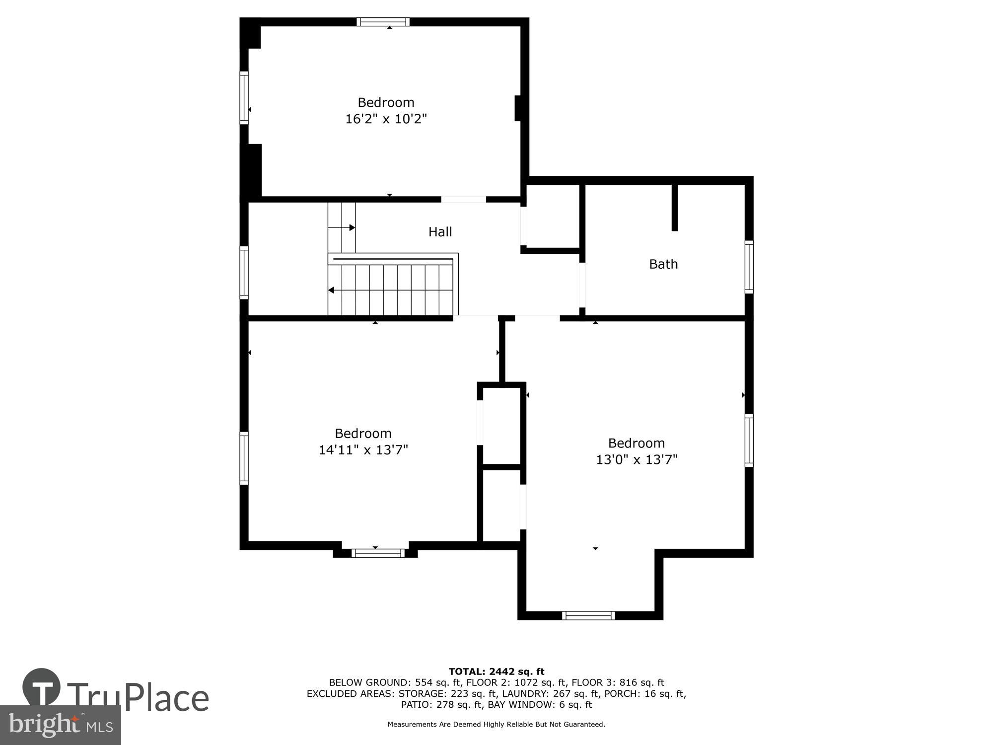 703 Stoneleigh Road Baltimore, MD 21212 - Photo 60 of 60 Upper Level (Labels & Measurements)