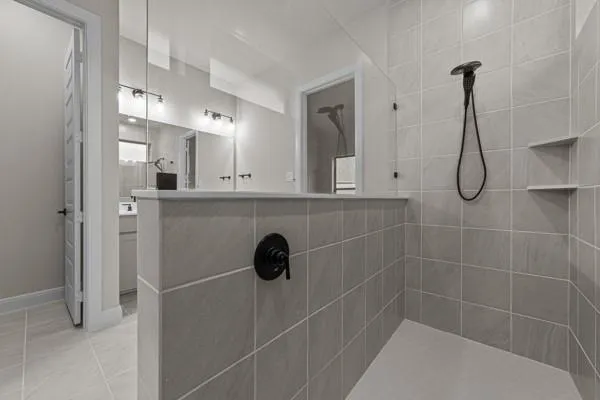 a bathroom with a shower