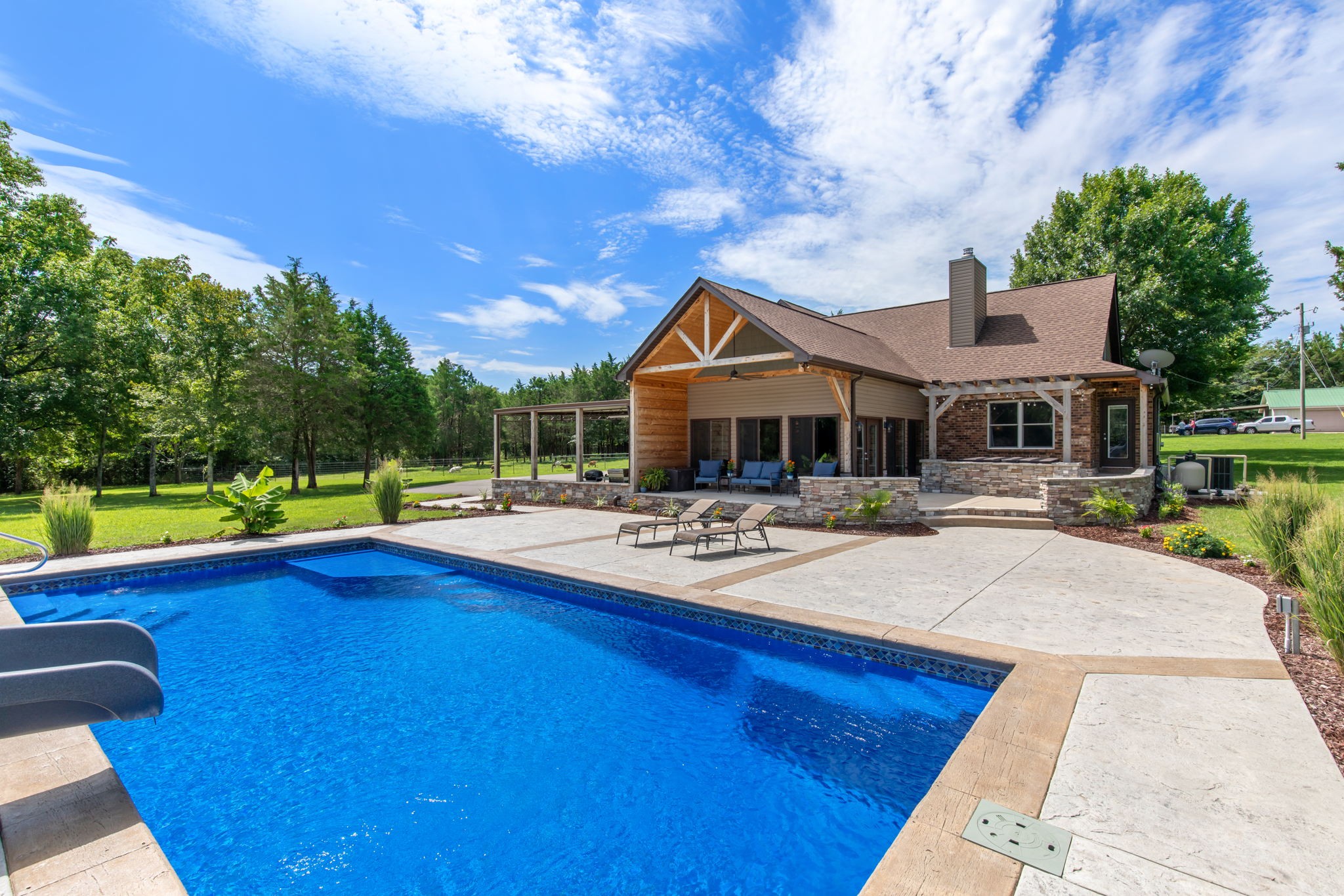3161 Little Rock Road Eagleville, TN 37060 - Photo 34 of 56 a view of house with swimming pool outdoor seating and yard in the back