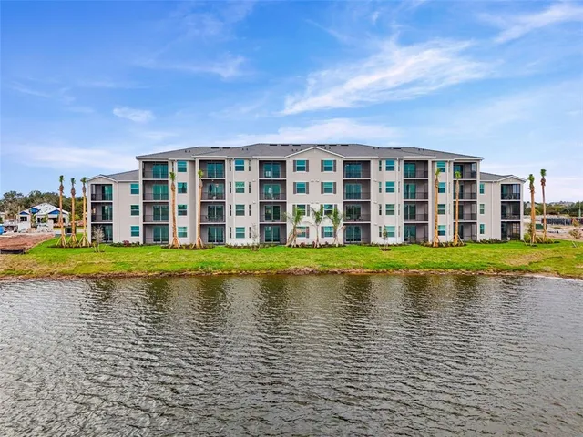 a view of a lake from a yard