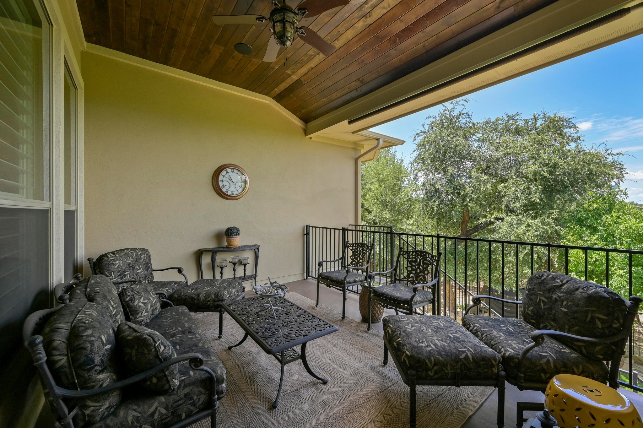 16129 Zagros Way Austin, TX 78738 - Photo 20 of 25 Balcony with an outdoor hangout area and ceiling fan