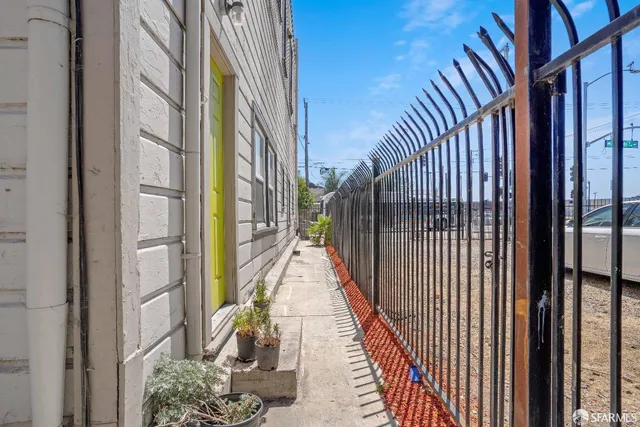 a view of balcony and wooden floor