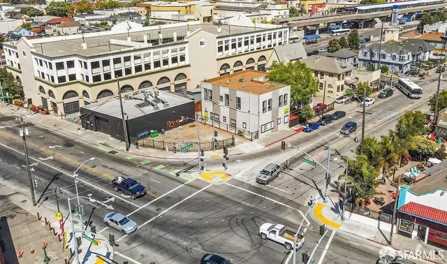 an aerial view of a building