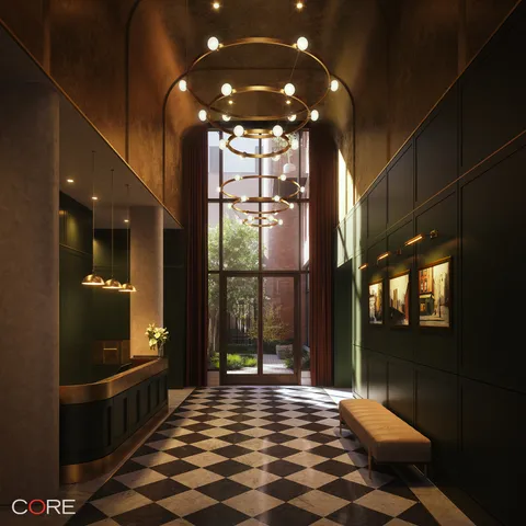 a bathroom with a glass door shower and sink