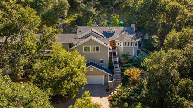 an aerial view of a house