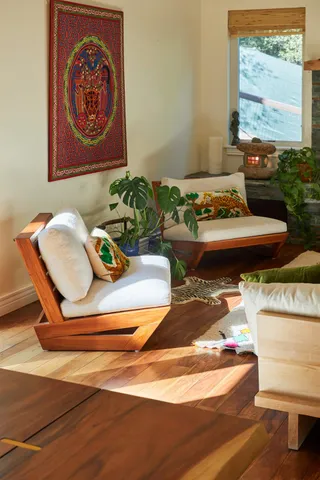 a room with table and chairs