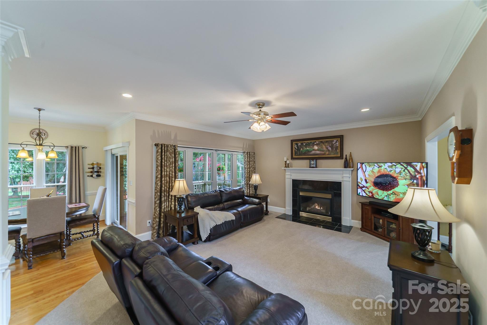 241 Old Springs Road Fort Mill, SC 29715 - Photo 12 of 48 a living room with furniture a fireplace and a flat screen tv