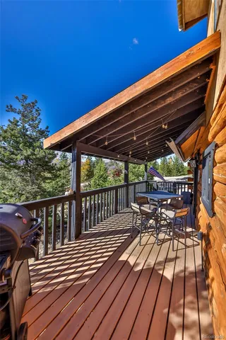 a view of a yard from a corridor