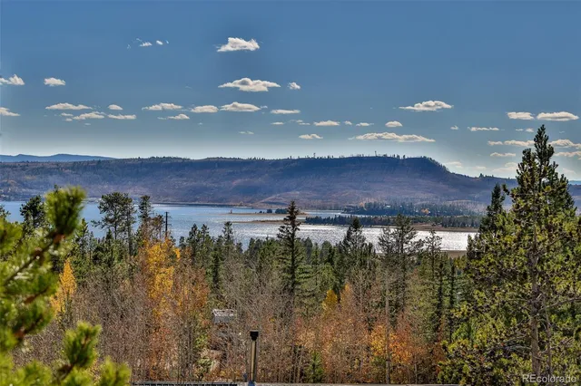 a view of lake with mountain