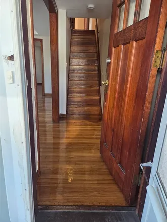 a view of wooden door