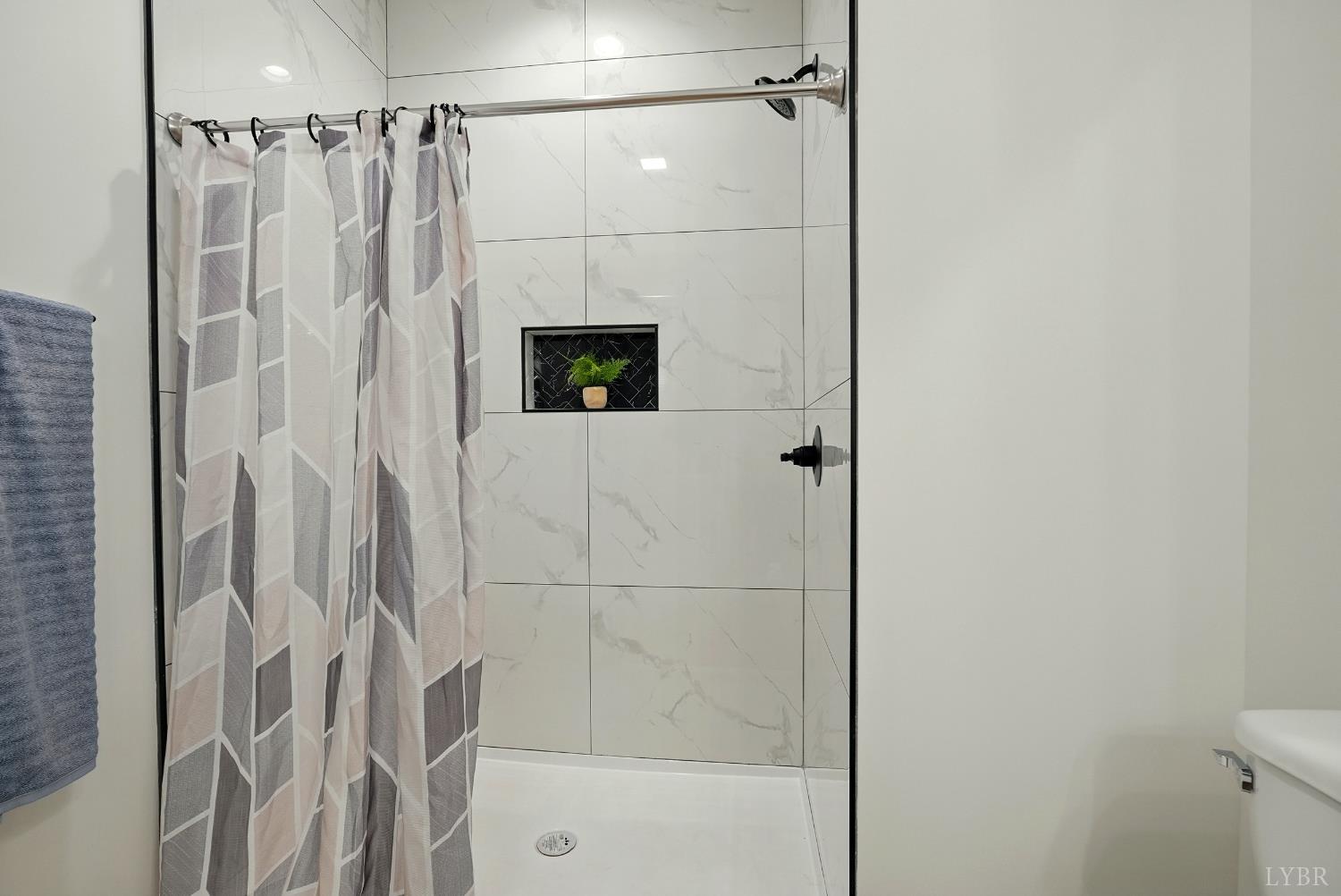 48 Dillon Cabin Road Moneta, VA 24121 - Photo 23 of 33 a bathroom with a shower and a glass door