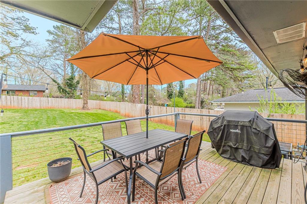 1692 Derrill Drive Decatur, GA 30032 - Photo 23 of 29 a view of deck with table and chairs under an umbrella