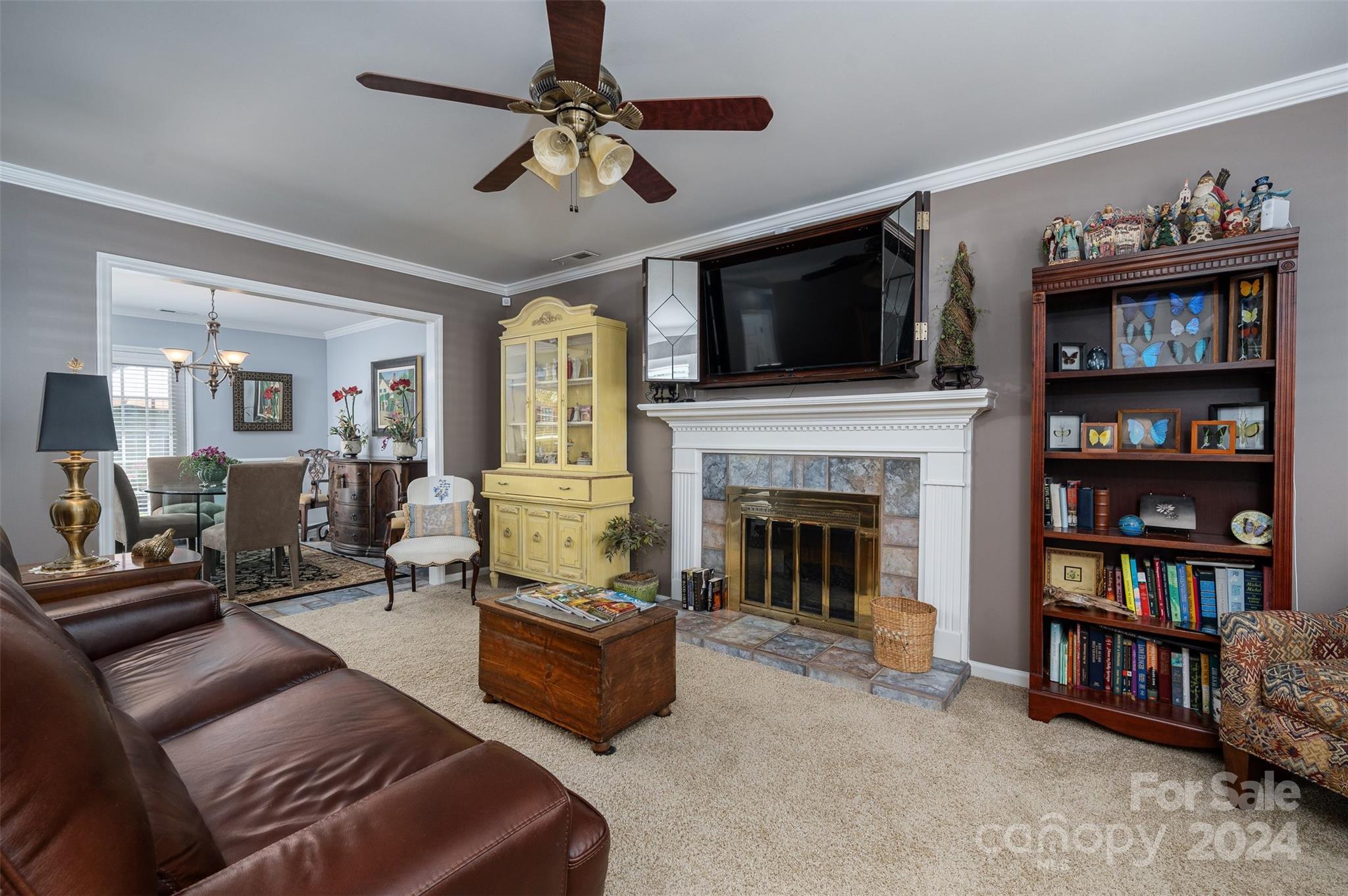2009 Union Road, Unit E Gastonia, NC 28054 - Photo 4 of 17 a living room with furniture or flat screen tv and a fireplace