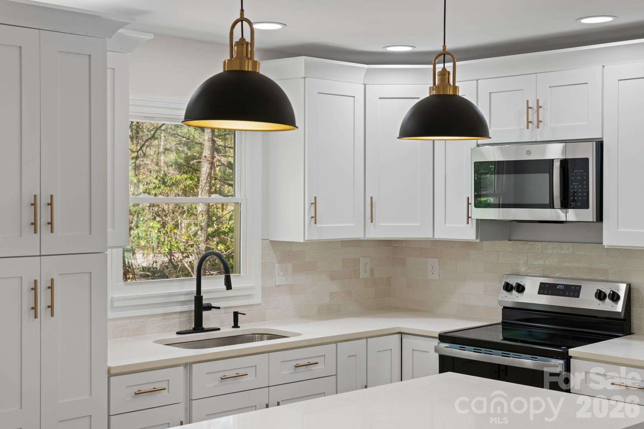 1263 See Off Mountain Road Brevard, NC 28712 - Photo 7 of 21 a kitchen with stainless steel appliances a counter space a sink and cabinets