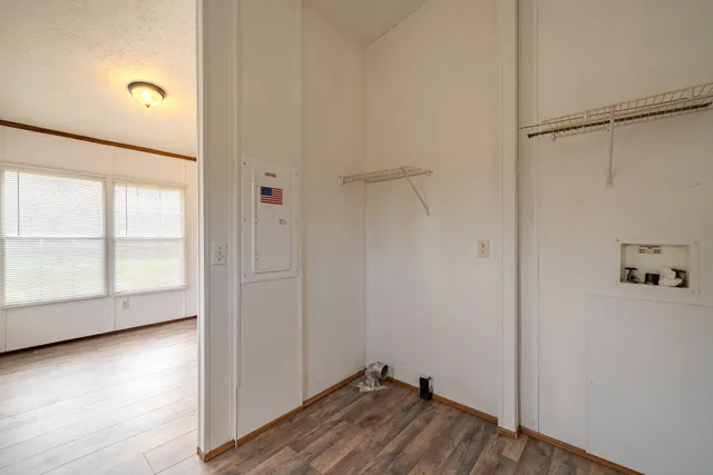 an empty room with windows