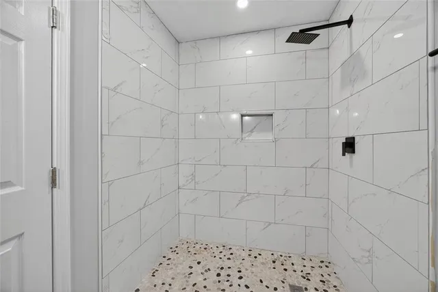 a bathroom with a shower
