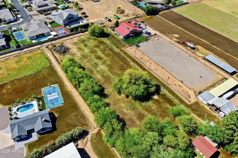 an aerial view of a house