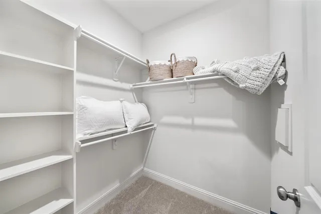 a view of cabinets and utility room with racks on the wall