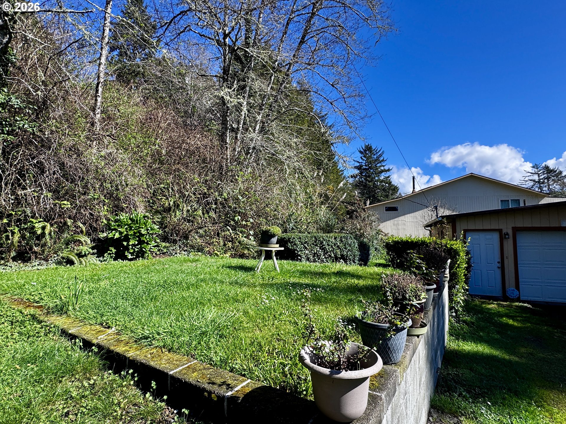 99270 Winchuck River Road Brookings, OR 97415 - Photo 39 of 41 a view of a backyard with plants and a garden