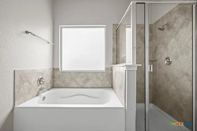 a bathroom with a bathtub