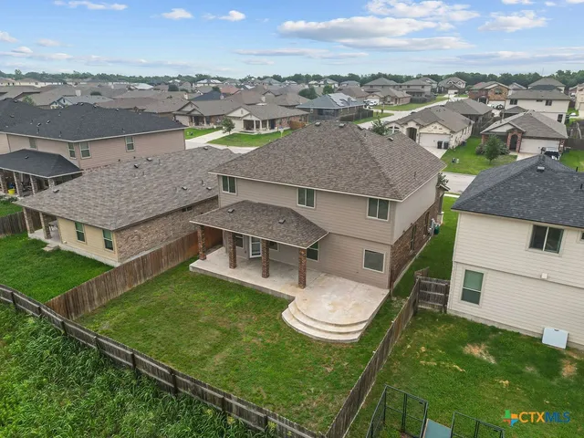 an aerial view of a house