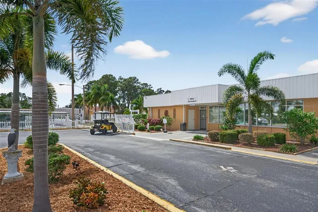 a view of a patio with swimming pool
