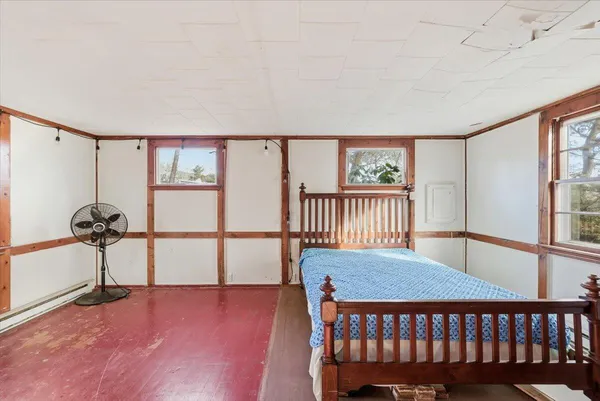 an empty room with windows