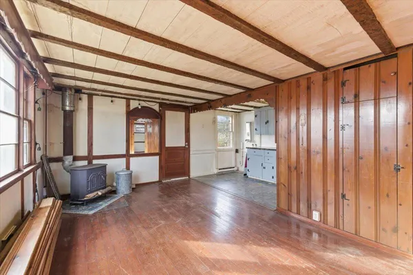 a view of a hallway with closet
