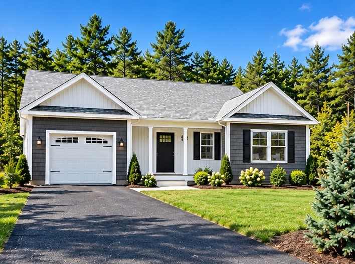 34 Pine Avenue, Unit 30 Coventry, RI 02816 - Photo 1 of 4 Exterior photos show a completed ranch home in the community with digitally enhanced landscaping; the listed home will vary.