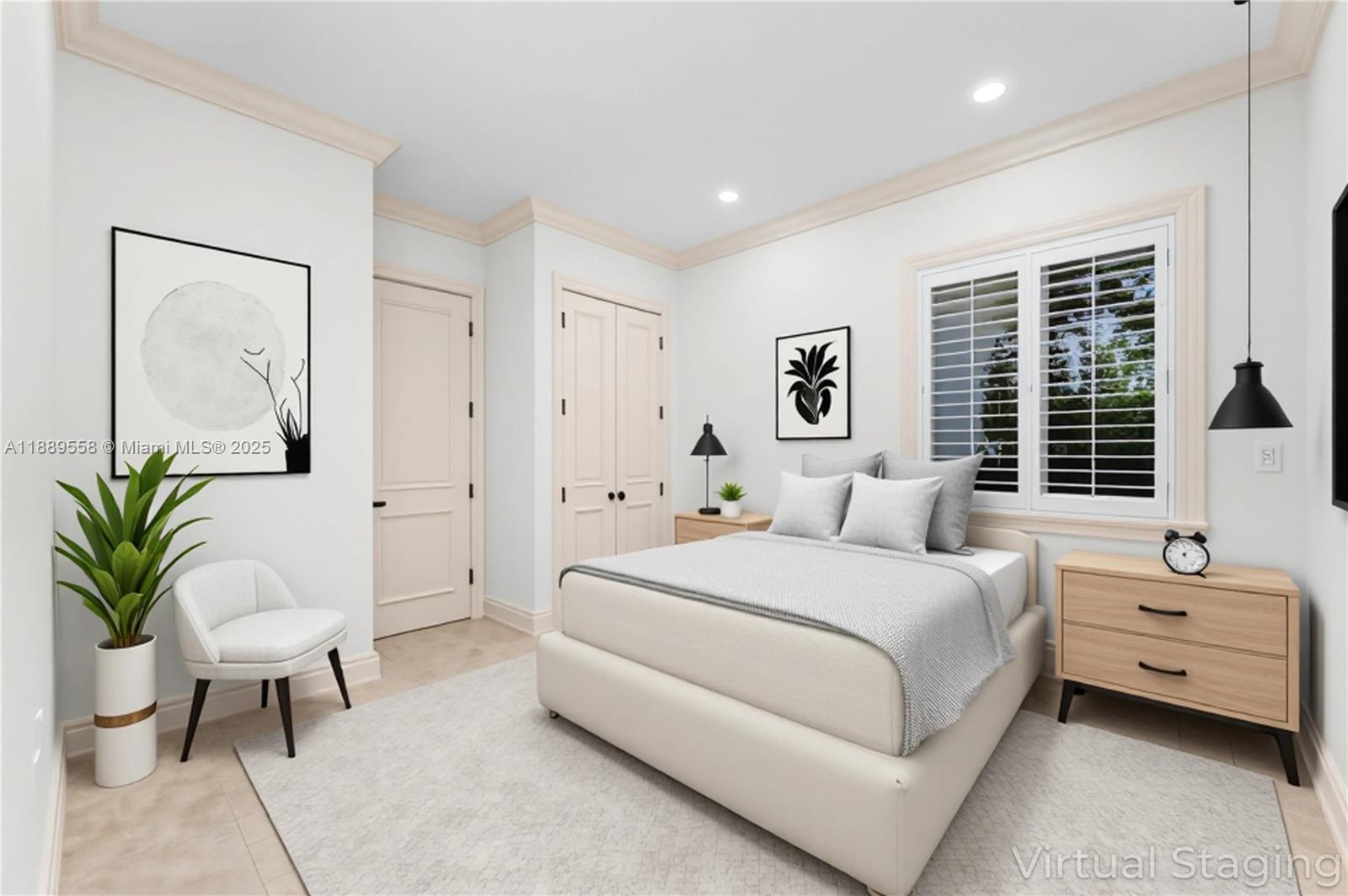 6350 Southwest 92nd Street Pinecrest, FL 33156 - Photo 18 of 41 a bedroom with a bed and a potted plant