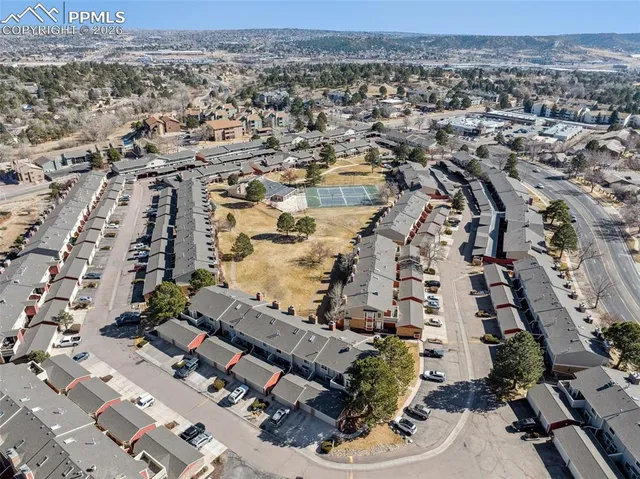 an aerial view of multiple house