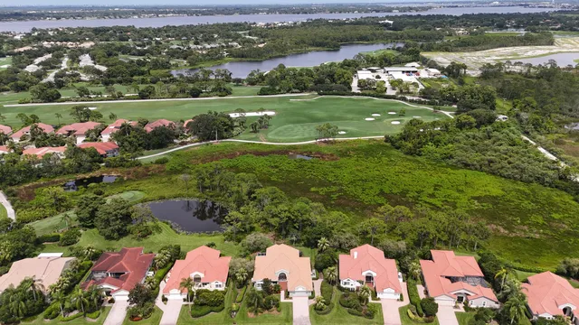 a view of lake with green space
