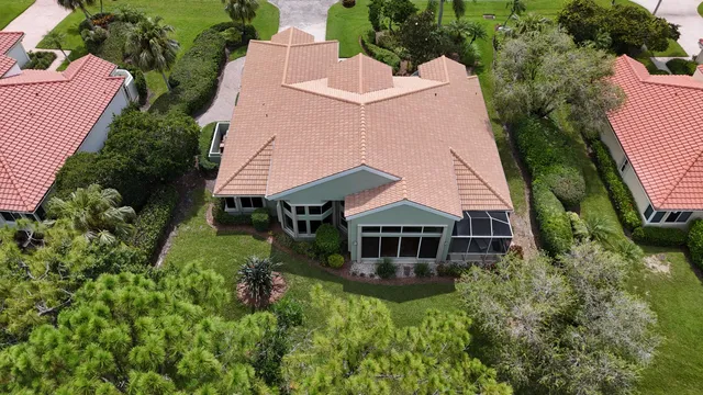 a view of a golf course with a lake