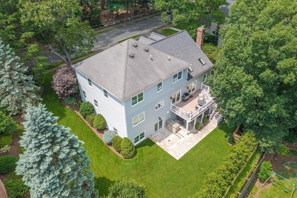 17 Crown Ridge Road Wellesley, MA 02482 - Photo 35 of 37 an aerial view of residential house with outdoor space and trees all around