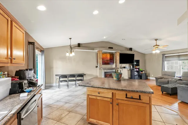 a kitchen with granite countertop lots of counter top space