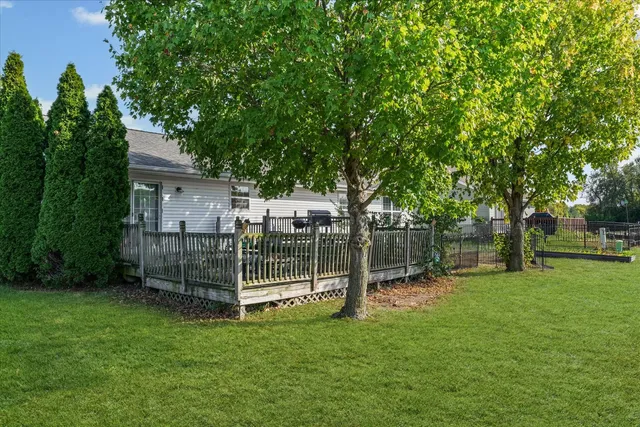 a view of a house with a backyard and a tree