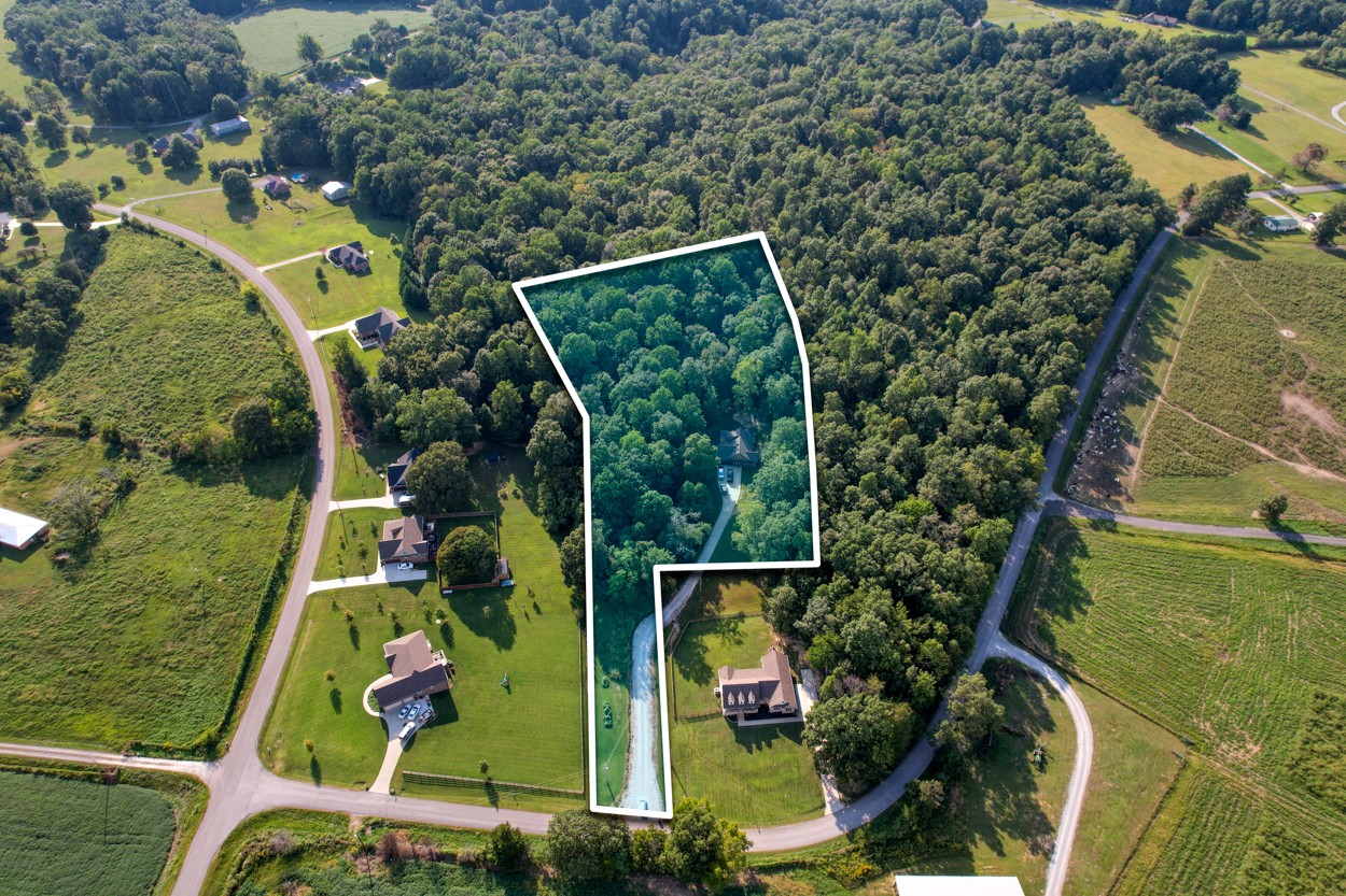 an aerial view of a house