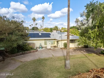 a city view with tall buildings