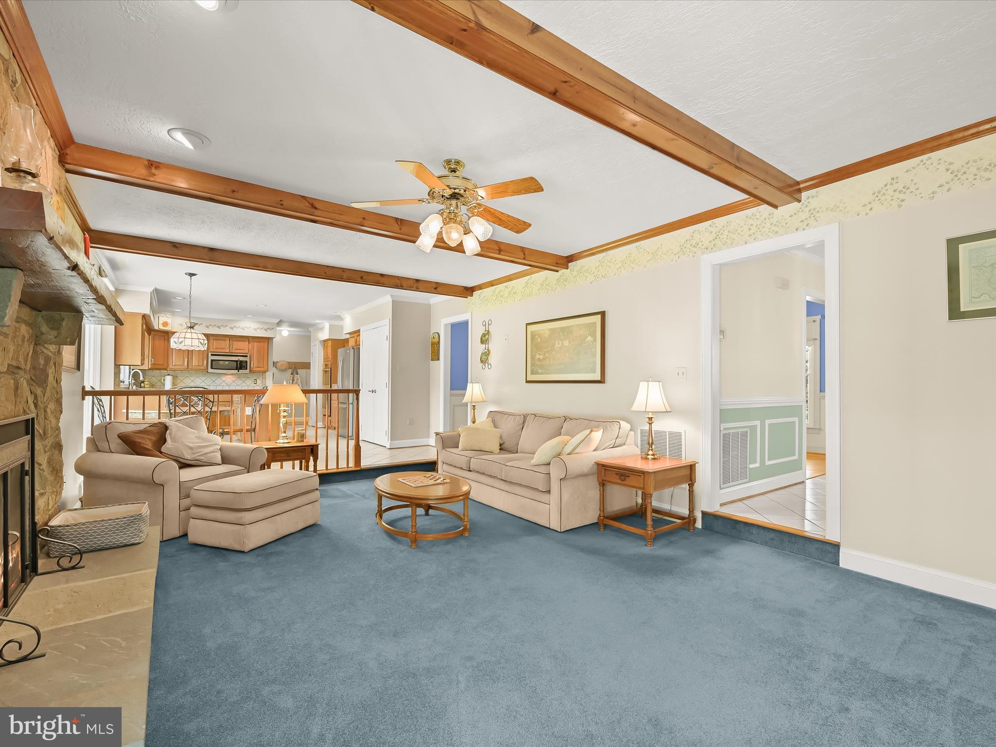 17580 Hardy Road Mount Airy, MD 21771 - Photo 20 of 74 Family Rm, Stone Fire Place & Beamed Ceiling