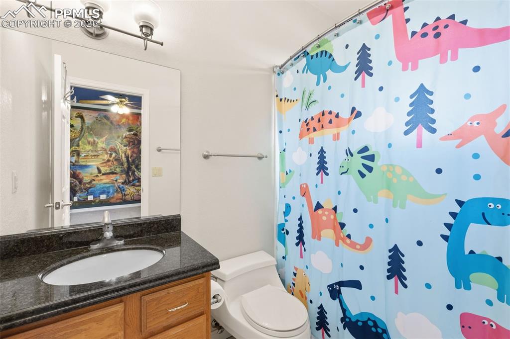 11515 Texarkanna Road Peyton, CO 80831 - Photo 30 of 49 Full bath with vanity and curtained shower