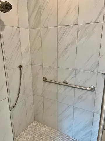 a bathroom with a shower