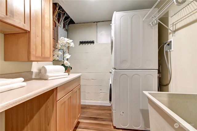 a bathroom with a sink and mirror