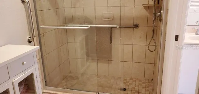 a bathroom with a shower
